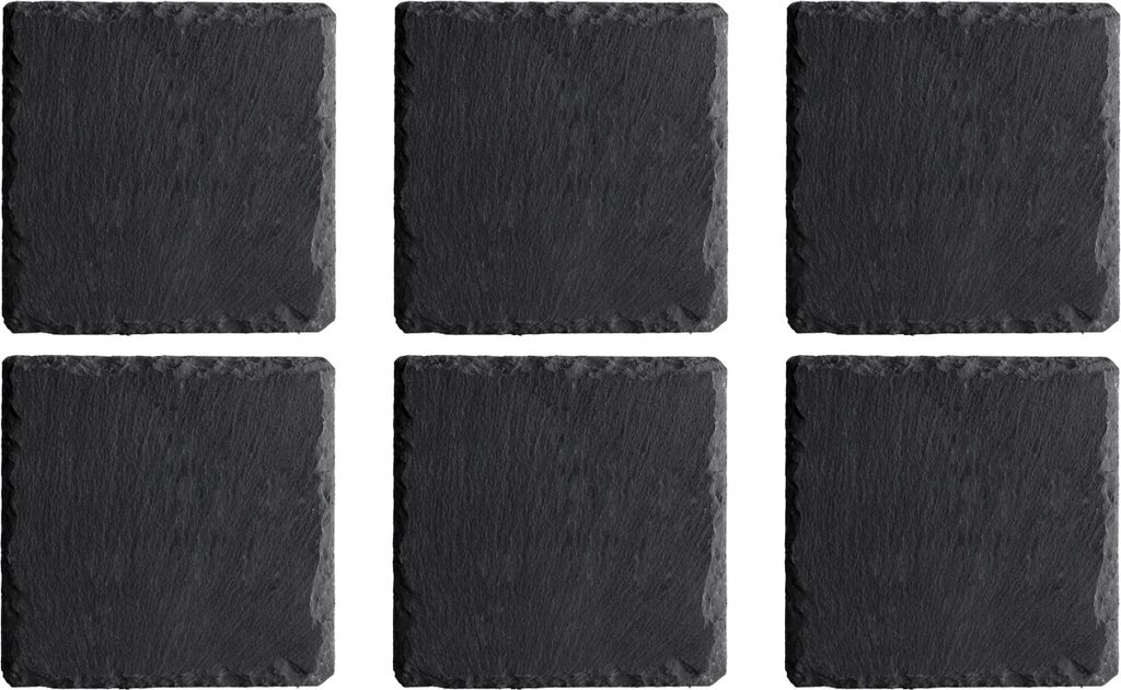 Untersetzer - 10 x 10 cm - Anthrazit - Schiefer - Unikat - 6er Set