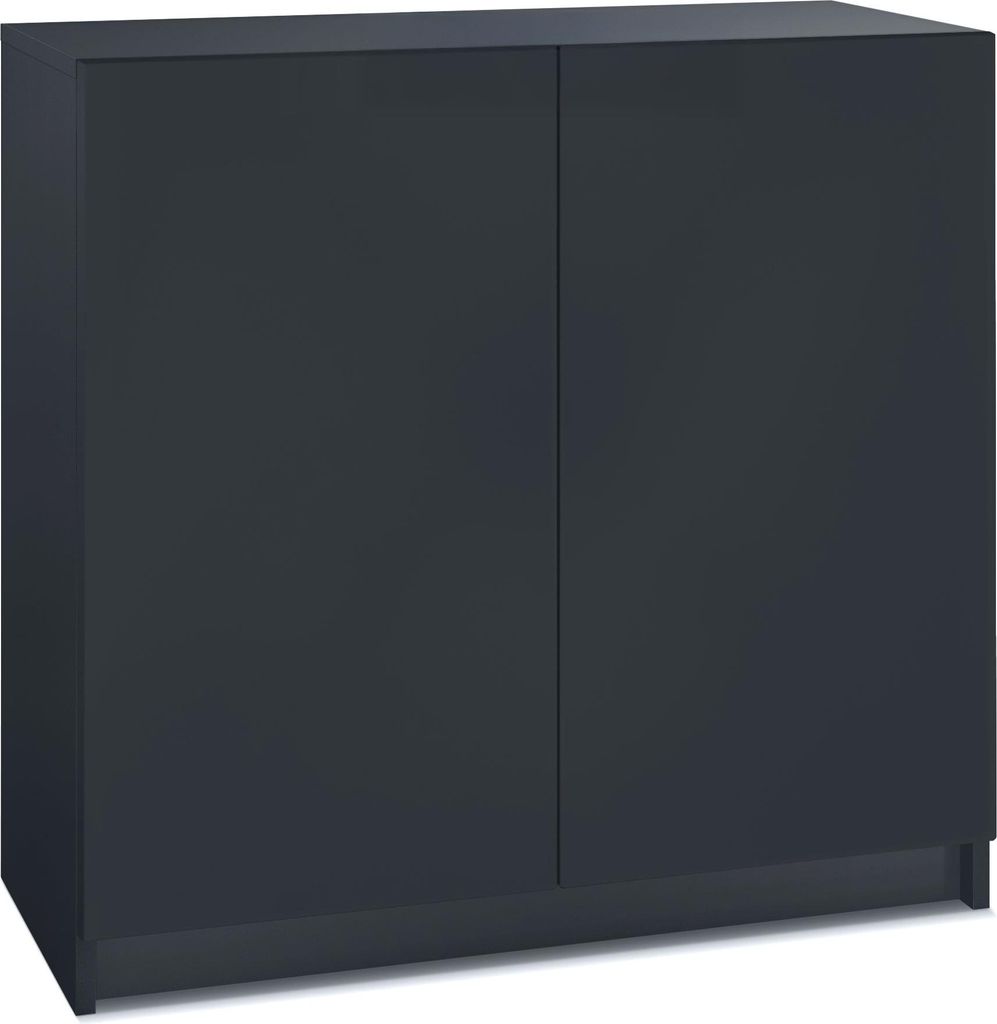 InnoFurn Kommode Elona, Büroschrank mit Soft-Close & Push-to-Open, Aktenschrank, Bürokommode, Home Office & Büro, Schwarz matt (82 x 78 x 37 cm)