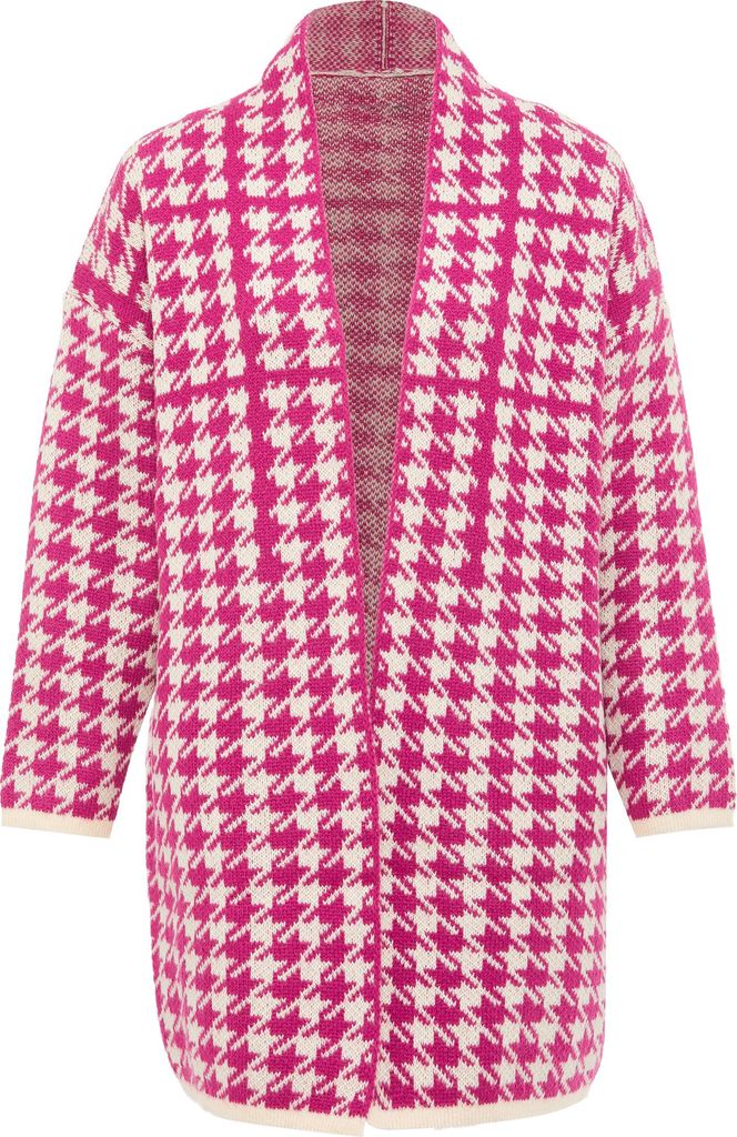 caneva damen pullover - wollweiss lila kariert, XS/S