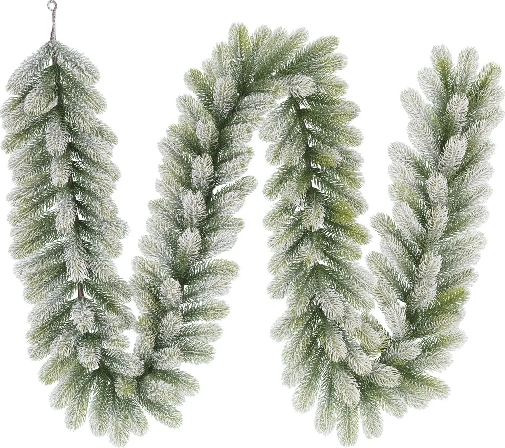 Guirlande Nagoya Vert Frosted 270cm - Effet Neige Haute Densité Noël