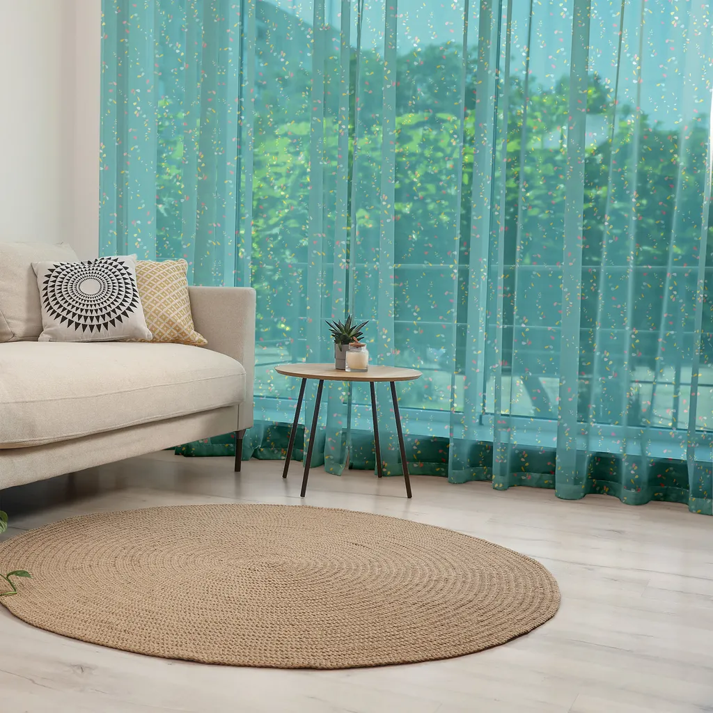 ABAKUHAUS Arazzo astratto, motivo sognante con foglie surreali colorate su rami sottili, tessuto da parete in raso setoso per soggiorno e camera da letto, 220 cm x 274 cm, multicolore schiuma di mare scura - 5