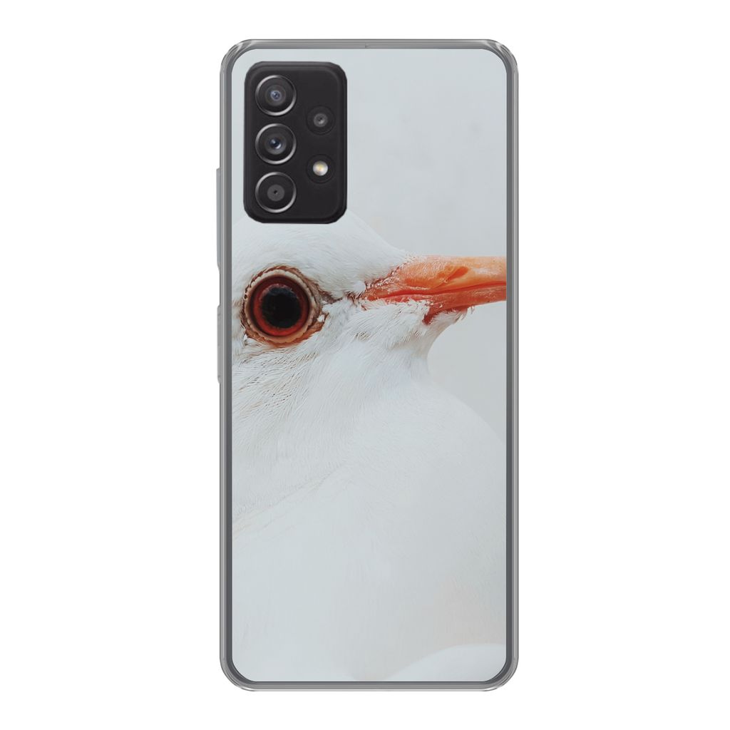 MuchoWow Handyhülle Schutzhülle Hülle für Samsung galaxy a73 Nahaufnahme einer weißen Taube Silikon Softcase Handy Hülle - Handyhülle