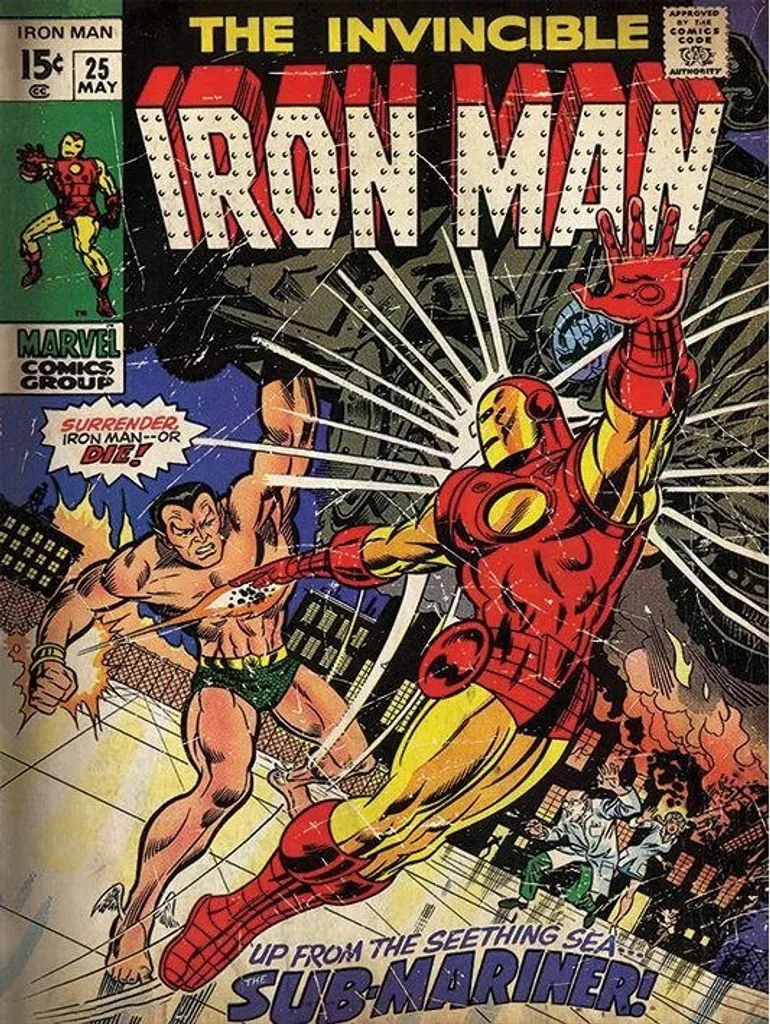Iron Man Tableau sur Toile PM11237 - Déco Marvel 80 x 60 cm Multicolore