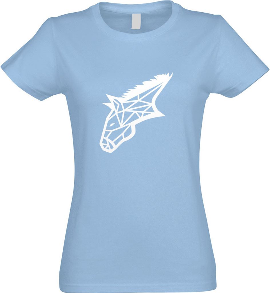 Kiwistar - T-Shirt tailliert - Damen - himmelblau - Esel Pferd Polygon - mit Motiv Bedruckt - Funshirt Design - Sport - Freizeit - Damen - M