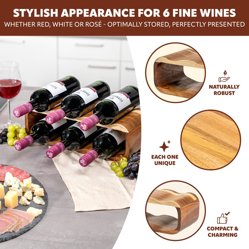 Set 6 Portabottiglie Da Parete In Metallo Per Vino Rosso - Espositori Minimal Design