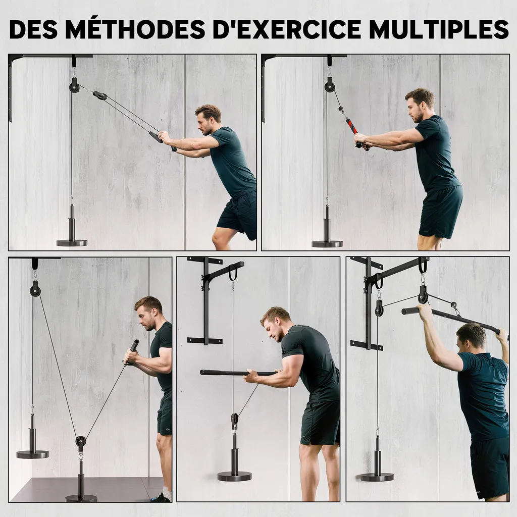 Machine à câble musculation compacte pour tirage bras et dos à domicile - 6
