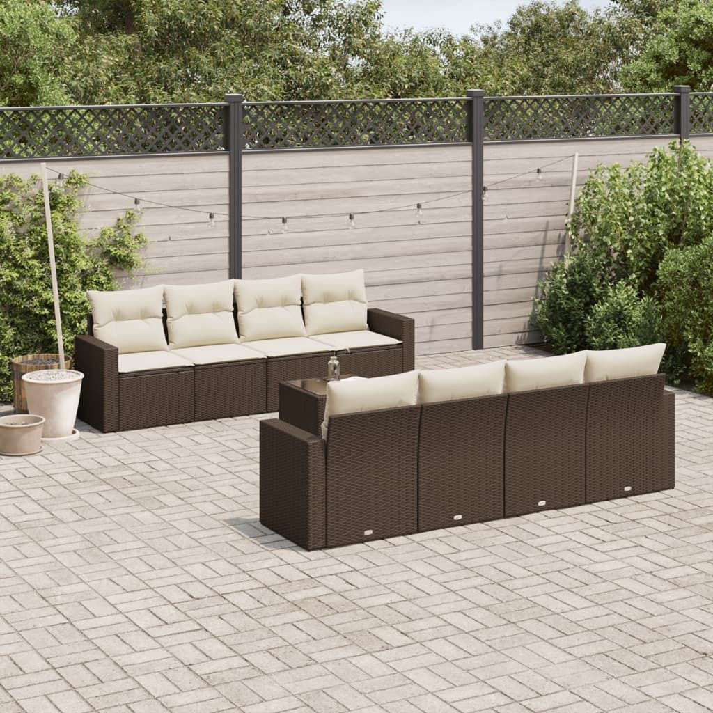 Maison Exclusive - 9-tlg. Garten-Sofagarnitur mit Kissen Braun Poly Rattan