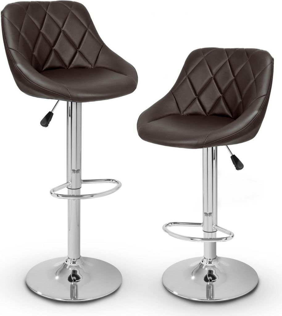 TRESKO 2er Set Barhocker Braun Barstuhl 360° Frei Drehbar Produktbild 2