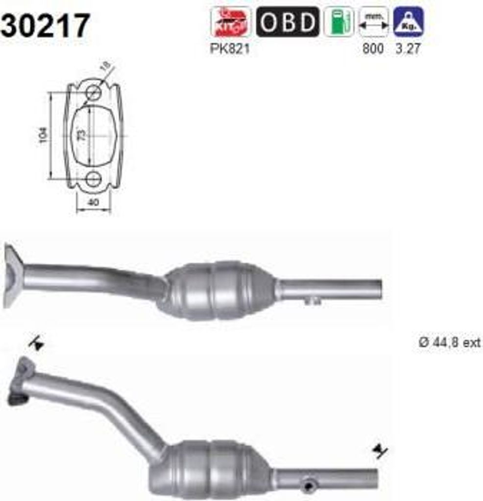 AS 30217 Katalysator OE 8200276187 kompatibel mit Clio