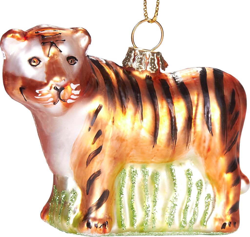 BRUBAKER Tiger - Handbemalte Weihnachtskugel aus Glas - Christbaumschmuck Figuren lustig Deko Anhänger Baumkugel - 7.5 cm