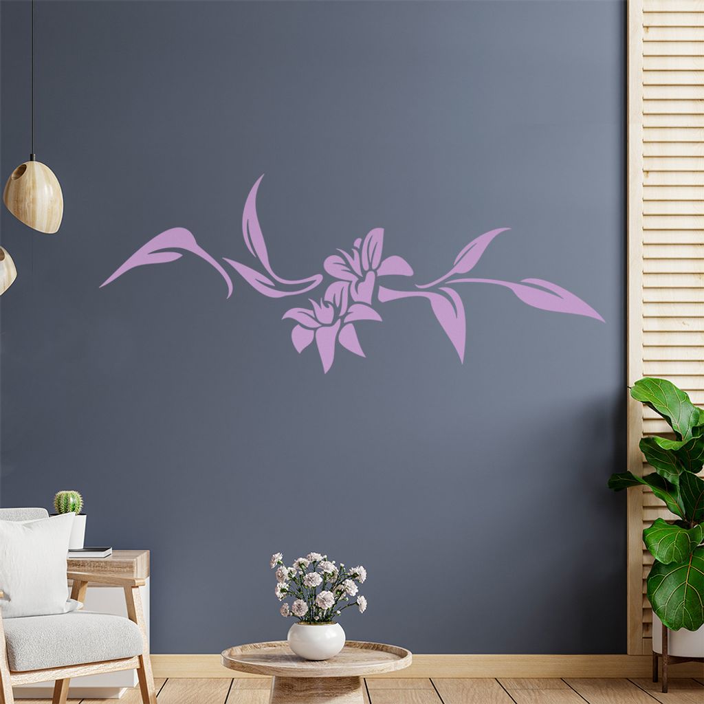 Blumen - Linien Wandtattoo in 6 Größen - Wandaufkleber Wall Sticker - Dekoration, Küche, Wohnzimmer, Schlafzimmer, Badezimmer