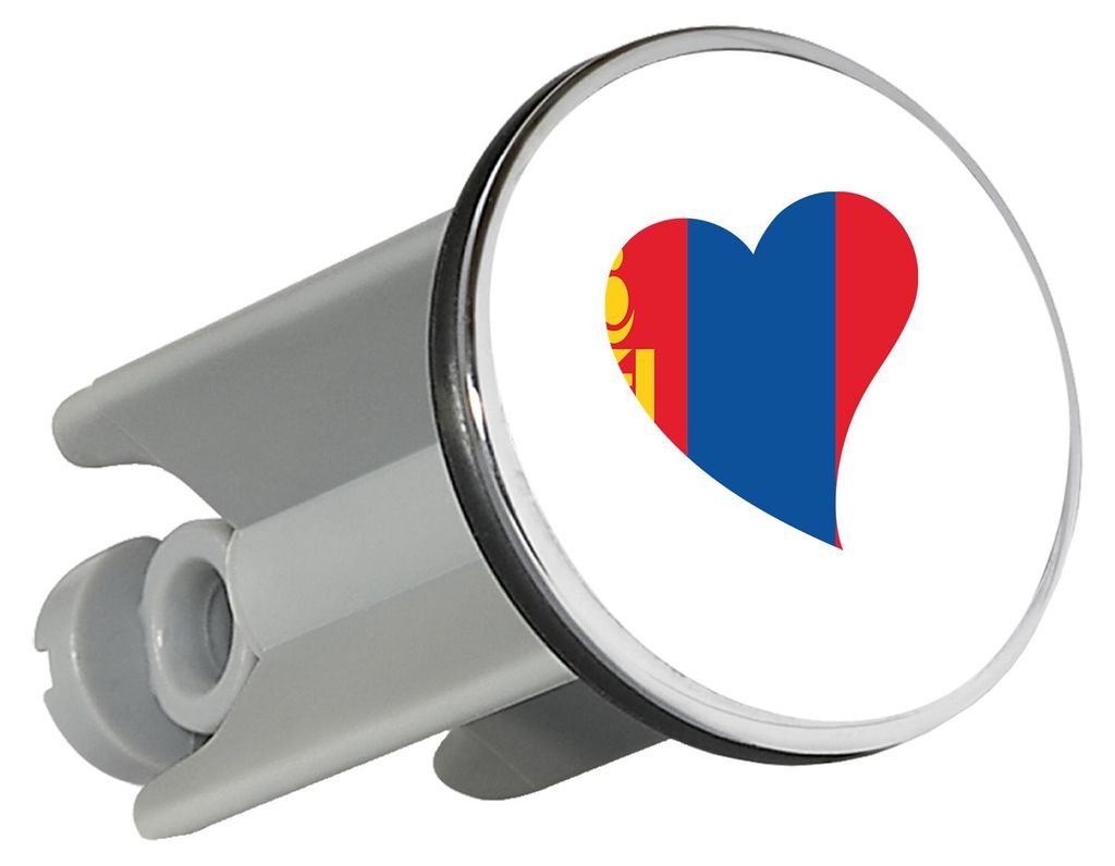 Huuraa Waschbeckenstöpsel Mangolie Flagge Herz 4cm höhenverstellbar Abflussstopfen Geschenkidee