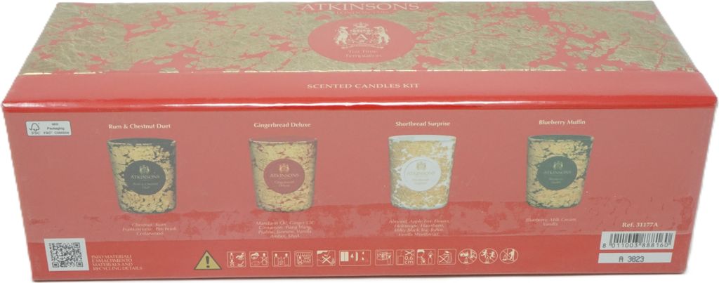 Atkinsons Scented Candles Kit Tea Time Temptation Duftkerzen 4x75g