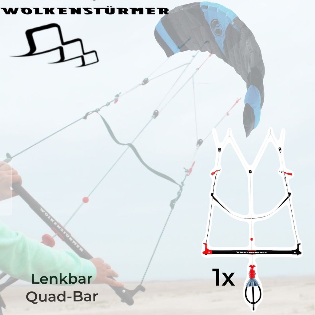 Wolkenstürmer Lenkdrachen Lenkmatte Kite Lenkbar 4 Leiner Quad-Bar