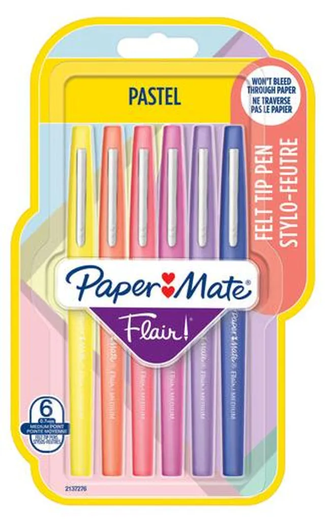 Stylos Feutres d'Écriture Paper Mate Flair Pastel Pointe Fine - 12 Unités