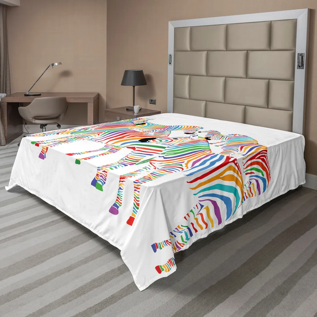 Drap de Lit Anti-Plis Doux 266x260 cm Motif Animaux Multicolore