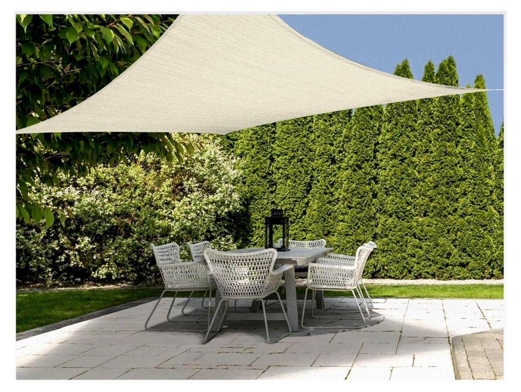 Sonnensegel 3 x 3 m mit UV 50+ Schutz - Viereck/Natur - Sonnenschutz Segel mit Befestigungsseilen - Sichtschutz Schattentuch für Garten, Balkon un...
