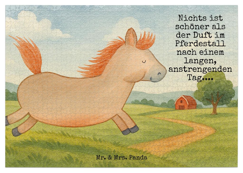 Mr. & Mrs. Panda Puzzle Pferd Springen Design 1500 Teile - Weiß - Geschenk, 300, Stall, Puzzlespiel, Pferde, Pferdestall, Pony, Reiten, Bauernhof,...