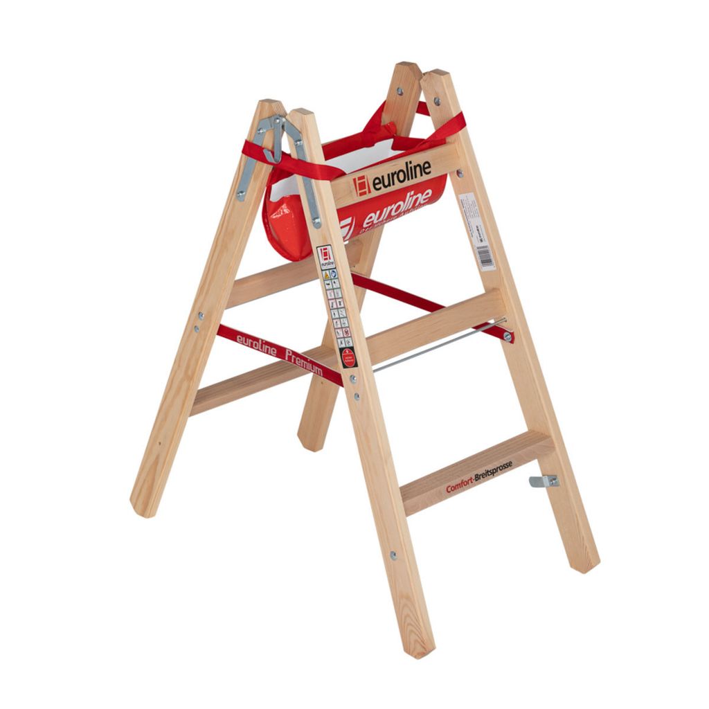 Euroline Holz Sprossenstehleiter mit Comfort-Breitsprossen, Produktbild 