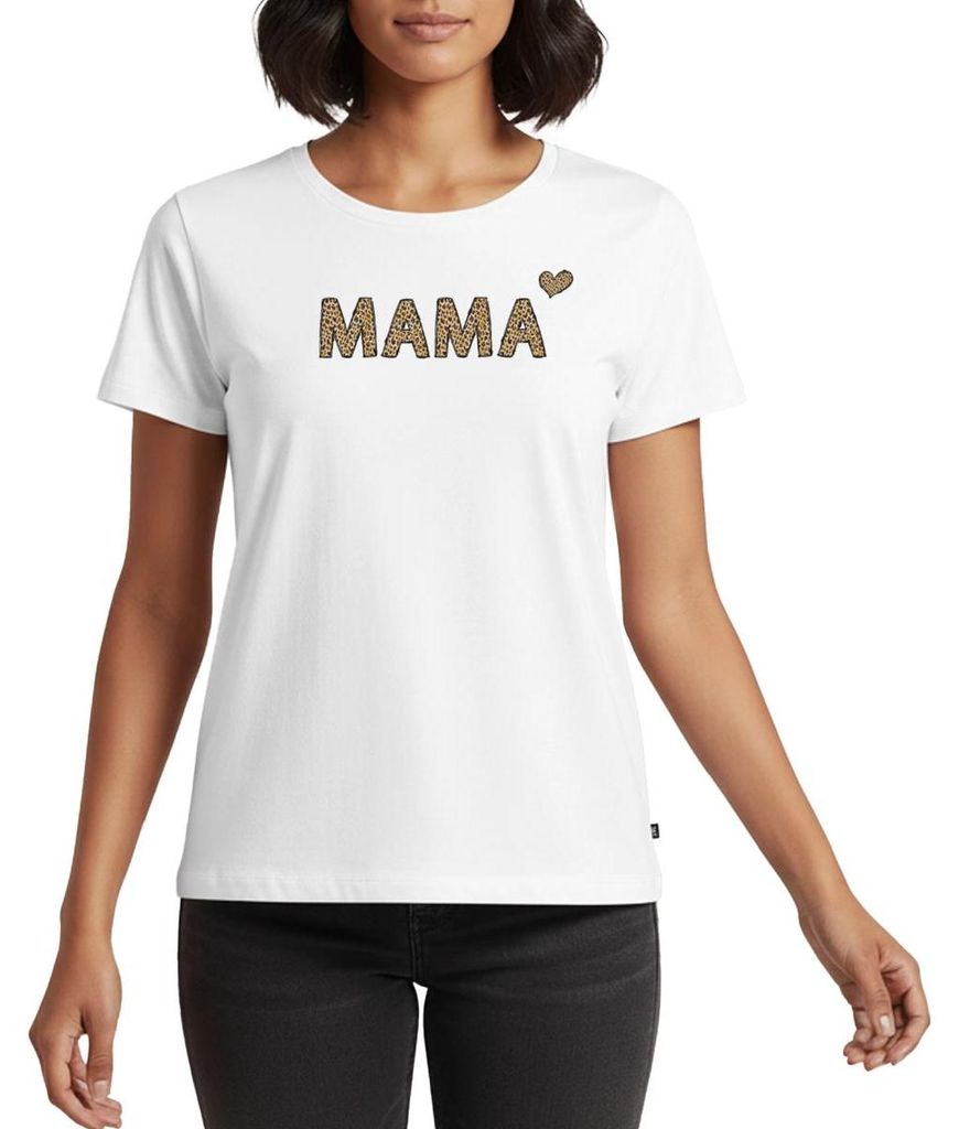 Spreadshirt Mama Leopardenprint Leo Print Frauen Premium T-Shirt, M, Weiß