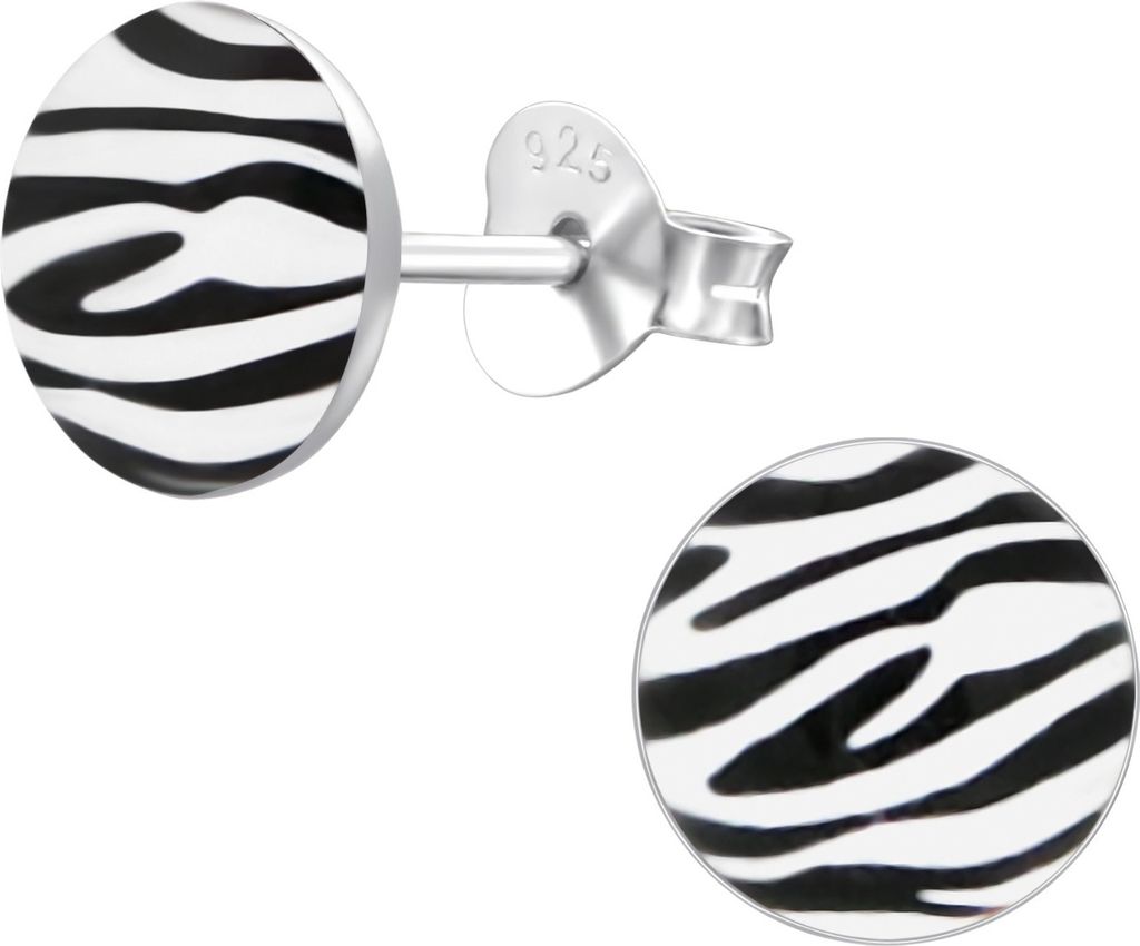 Ohrringe Ohrstecker 925 Sterling Silber mit Zebrastreifen