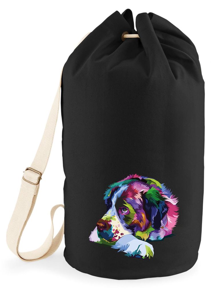 Huuraa Seesack Bernhardiner Colorful 20 Liter Black Baumwolle Rucksack Geschenkidee