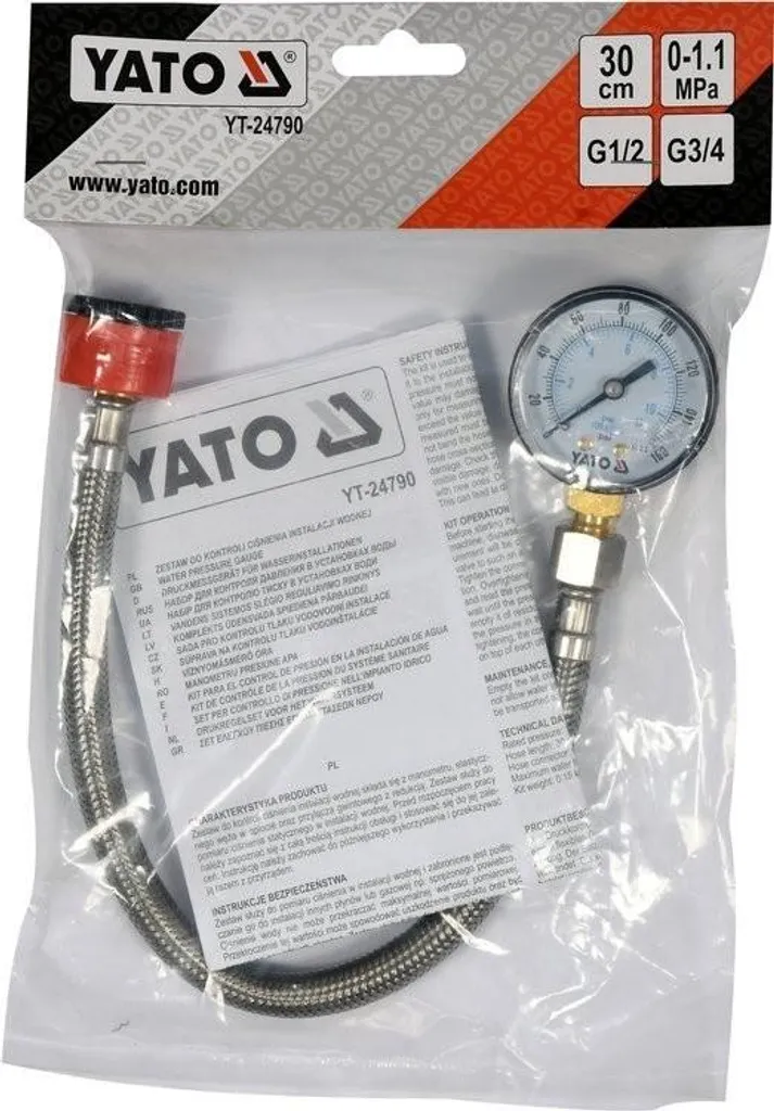 Kit testeur de pression d'eau Yato avec manomètre de précision 50 bar - 3