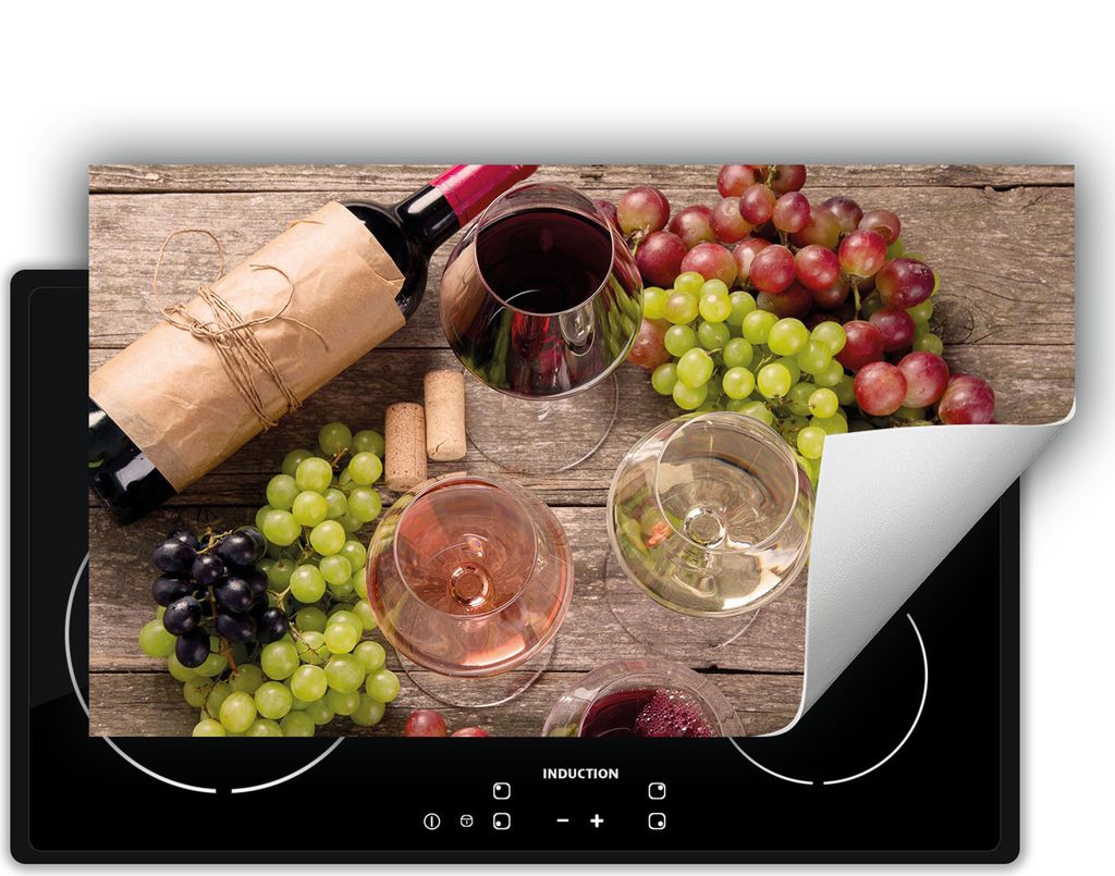 DarHaus Herdabdeckplatte 90x52 cm Anti Rutsch Matte Aufrollbar, Wein
