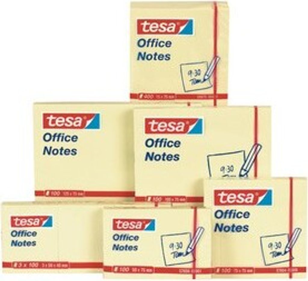 tesa Office Notes Haftnotizen, 100 x 75 mm, gelb 60 g-qm, 100 Blatt