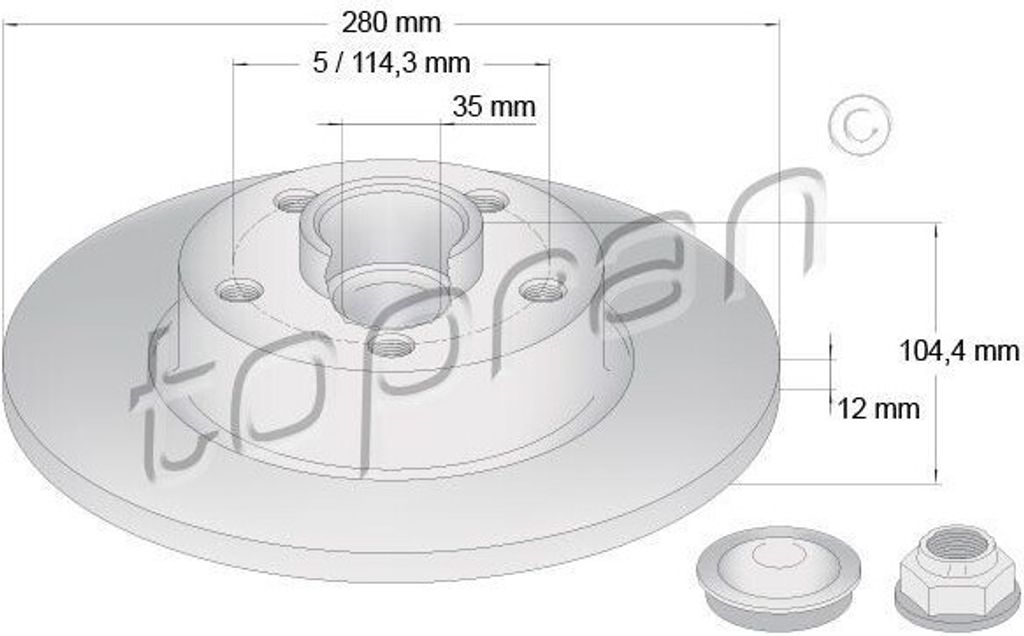 TOPRAN 701 922 - OE 6000620071 Bremsscheibe, Hinterachse für Talento, Vivaro (X82), Vivaro B (X82), Trafic III (EG), Trafic III (FG), Trafic III (JG)