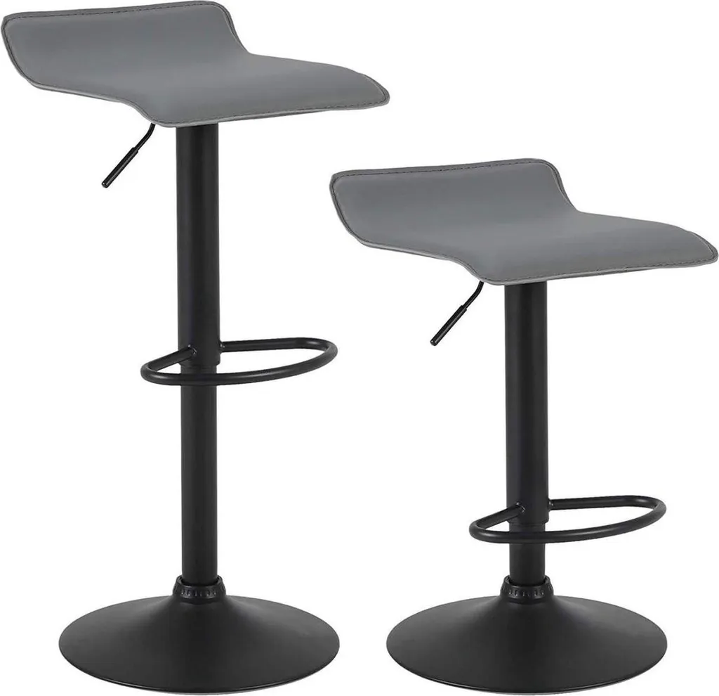 Tabouret de cuisine gris Wavey réglable pour îlot central - Lot de 2