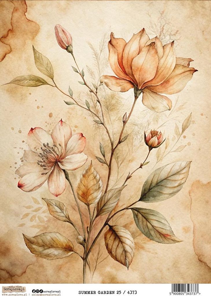 Reispapier Decoupage Bastelpapier A4 - Scraplove - Summer Garden 25