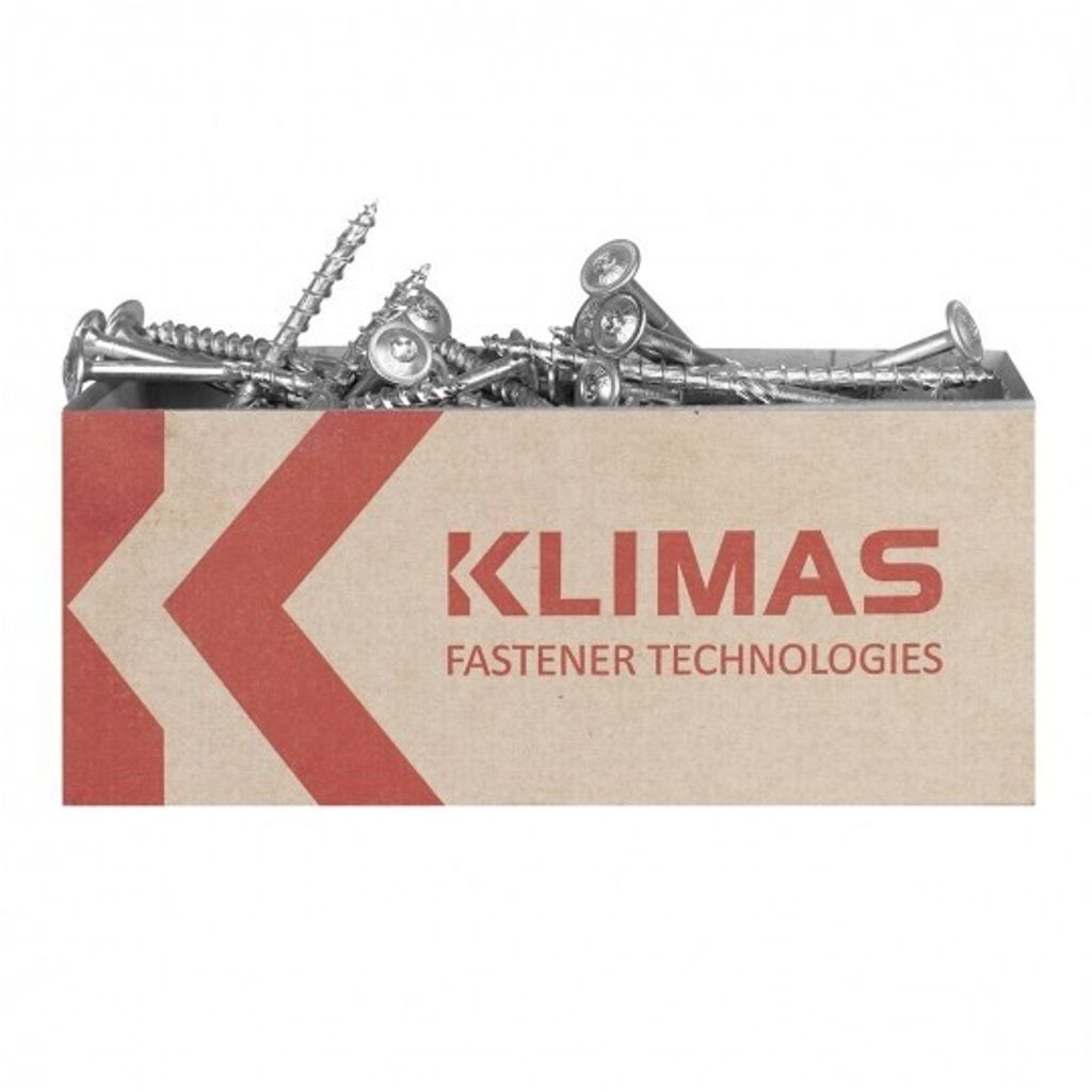 Klimas Holzbauschrauben mit Tellerkopf Torx verzinkt weiß Produktbild 