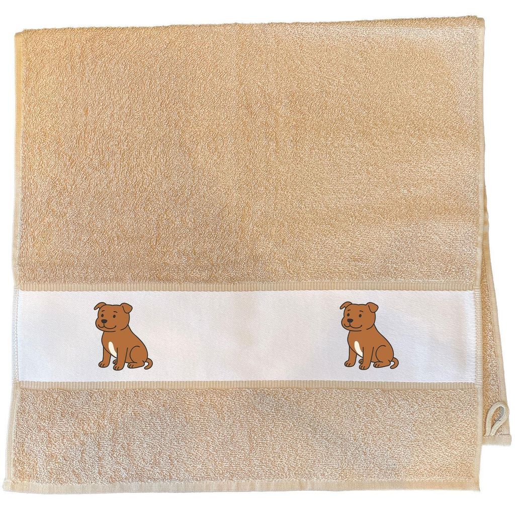 Huuraa Handtuch Staffordshire Bullterrier Comic Staffi 50x100cm Sand Baumwolle Handtuch Geschenkidee