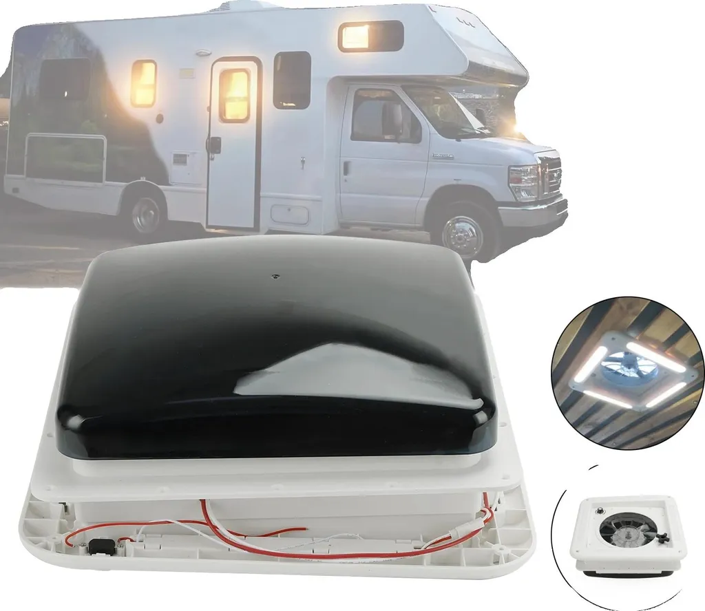 Ventilateur de Toit Camping-Car 11 Pouces 12V avec Éclairage LED Blanc
