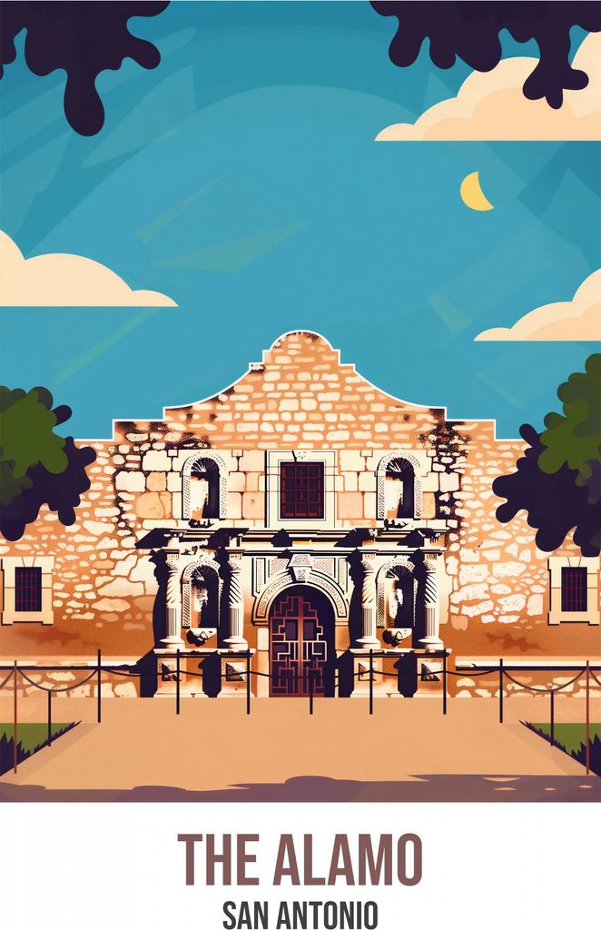 Plakat 29,7x42cm The Alamo, San Antonio