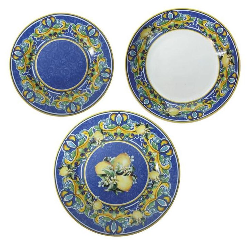 18dílná sada citronově modrých porcelánových talířů Obrázek produktu 
