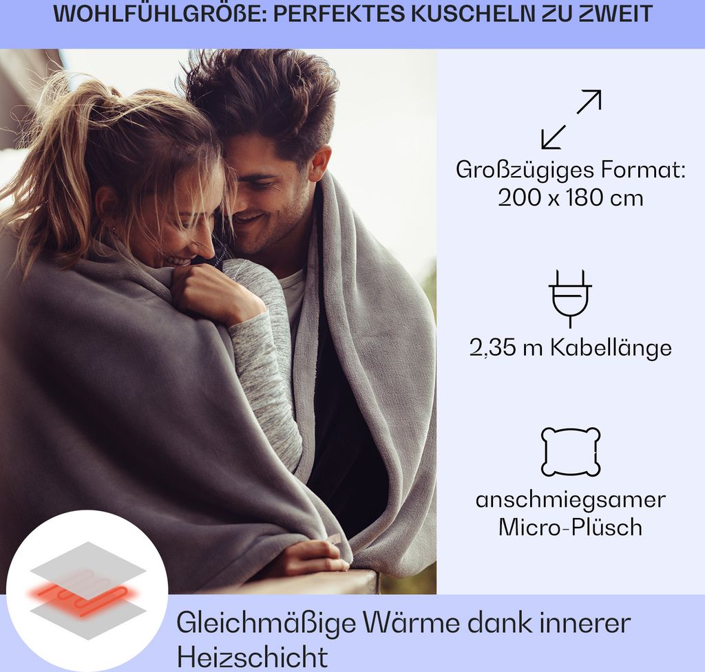 Klarstein XXL Wärmedecke, 120W Heizdecke mit Produktbild 5