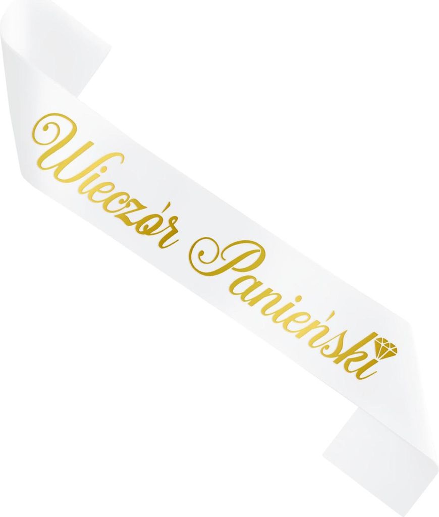 Weiße Schärpe mit der Aufschrift „Hen Party“ in Gold, 160cm