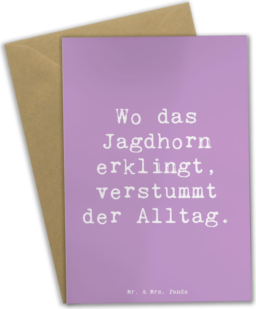 Mr. & Mrs. Panda Glückwunschkarte Spruch Jagdhorn Melodie - Lavendeltraum - Geschenk, Musik, Klang, Entspannung, glückwunschkarten, weihnachtskar...