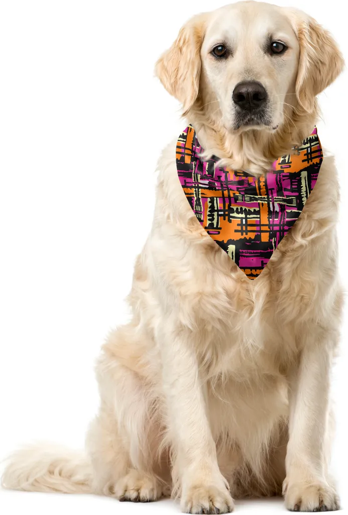 ABAKUHAUS Bandana grunge per animali domestici, tema moderno, 55x55 cm, multicolore