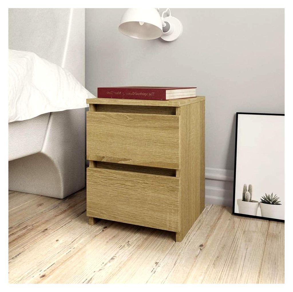 Beistellschrank Beistelltisch Bett, Nachttische 2 Stück - Eiche 30x30x40 cm Holzwerkstoff, Kleinmöbel für Schlafzimmer, Wohnzimmer