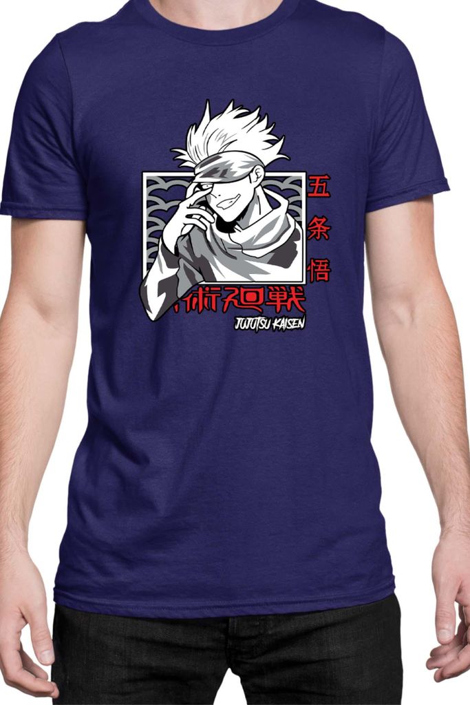 Herren T-Shirt Japan Manga Anime Comics Animation Jujutsu Anime Manga Kaisen Satoru Gojo 05, Man XL / Dunkelblau