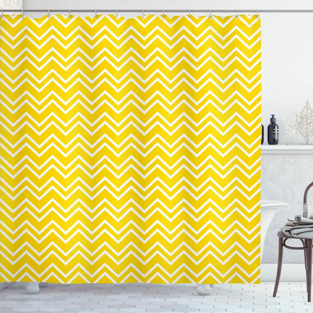 Tenda Doccia Antimuffa ABAKUHAUS 175x240cm Zig Zag Giallo Moderno