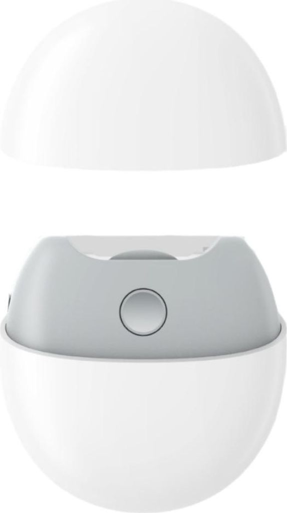 A white and gray electric nail clipper and grinder is shown against a white background.