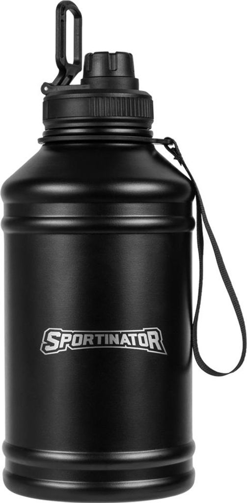 Einheitsgröße STR-66|SPORTINATOR "Hydrated" Fitness Edelstahl Trinkflasche 2,2l schwarz