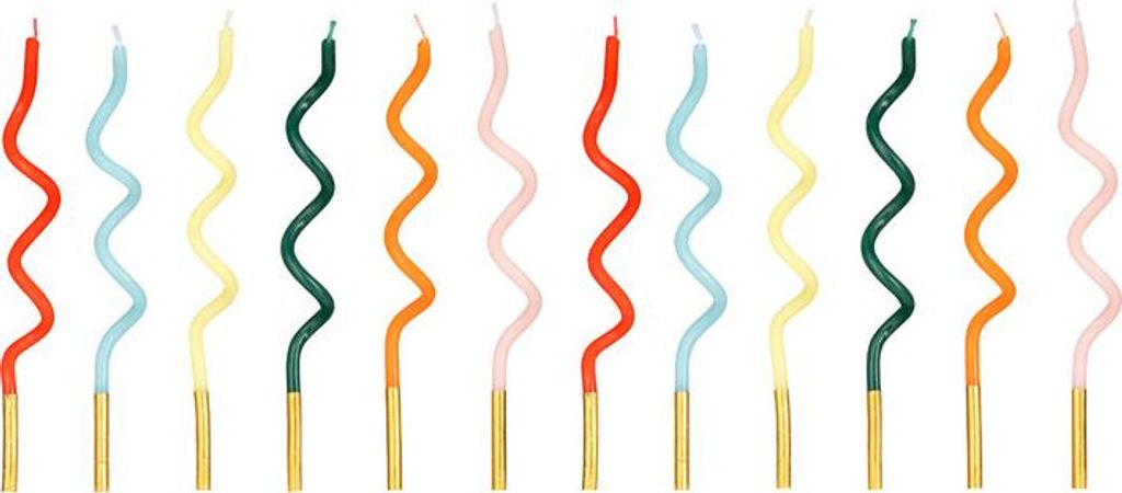 Tęczowe zakręcone świeczki urodzinowe, 14 cm, mix (1 Zdjęcie produktu 