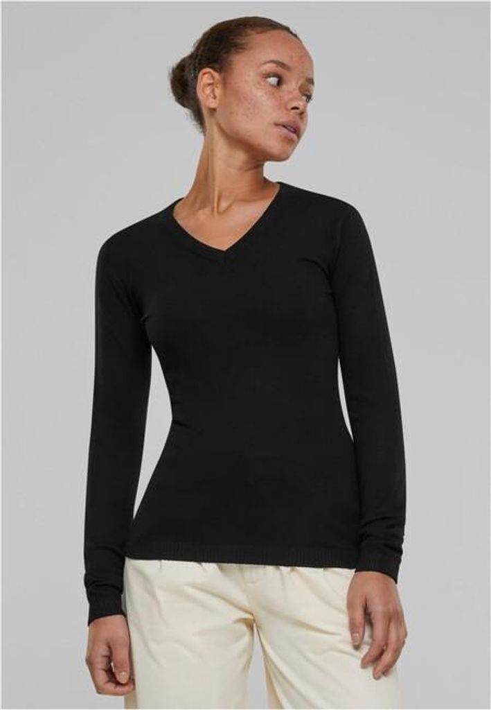 Urban Classics - Damen Knitted V-Neck Pullover - BLACK - XXL