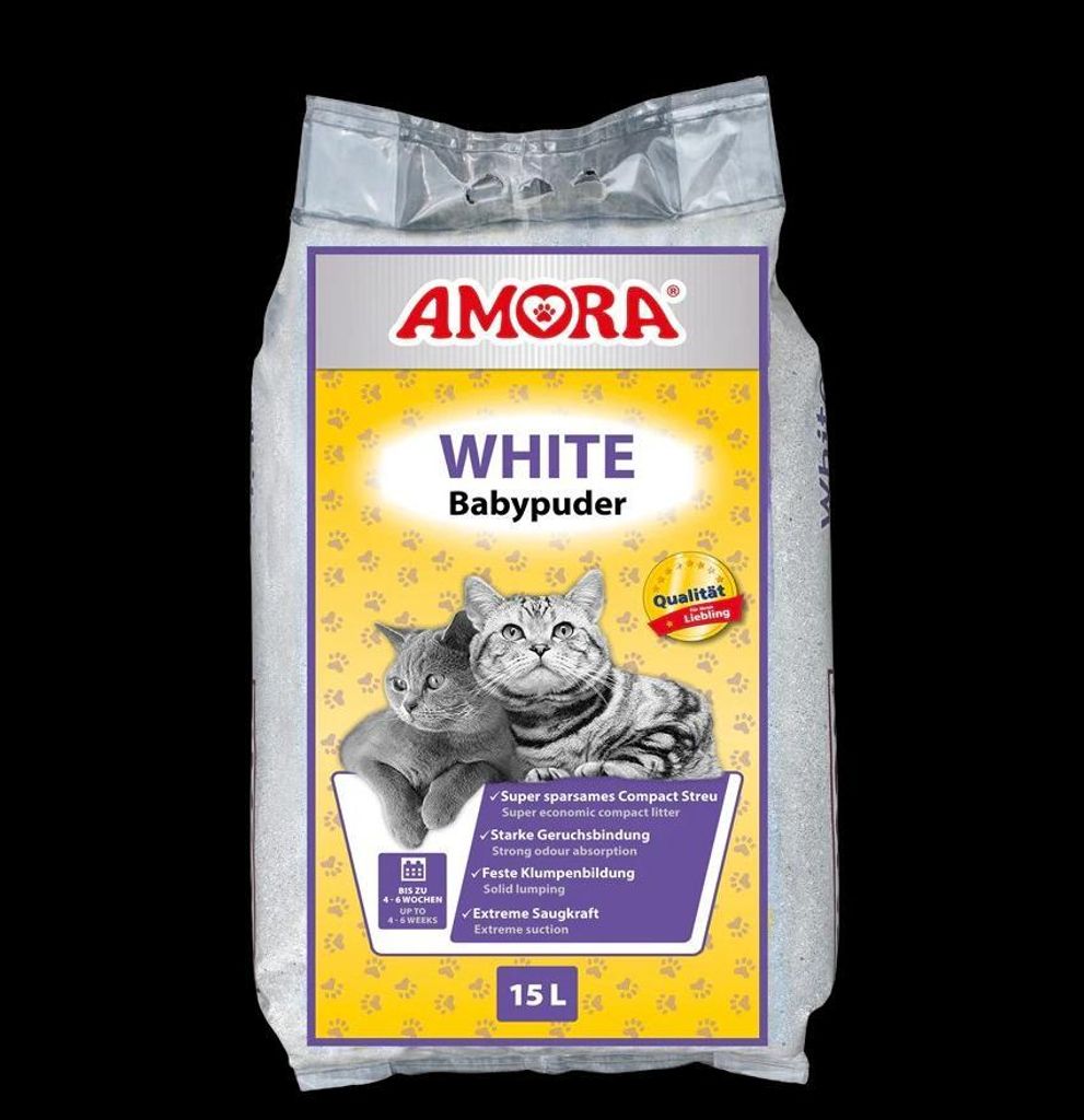 Amora Katzenstreu White Babypuder 15 L Produktbild 