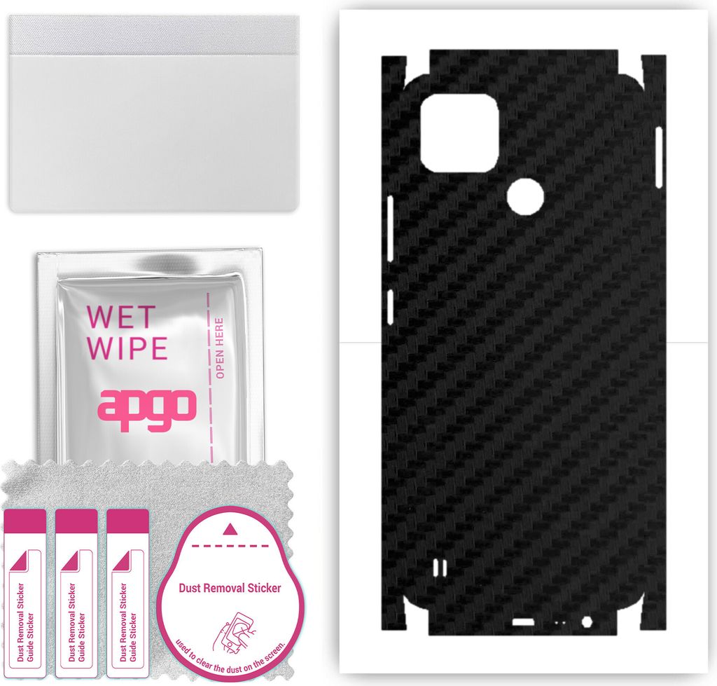 apgo Rückseite + Seiten Schutzfolie, Skin, kompatibel mit Realme C25Y, Hinten Displayschutzfolie aus Vinylfolie, kratzfest, einfache Montage - Sch...